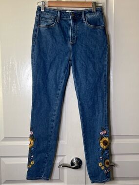 DRIFTWOOD Jackie High rise straight Jeans with Sunflower Embroidery